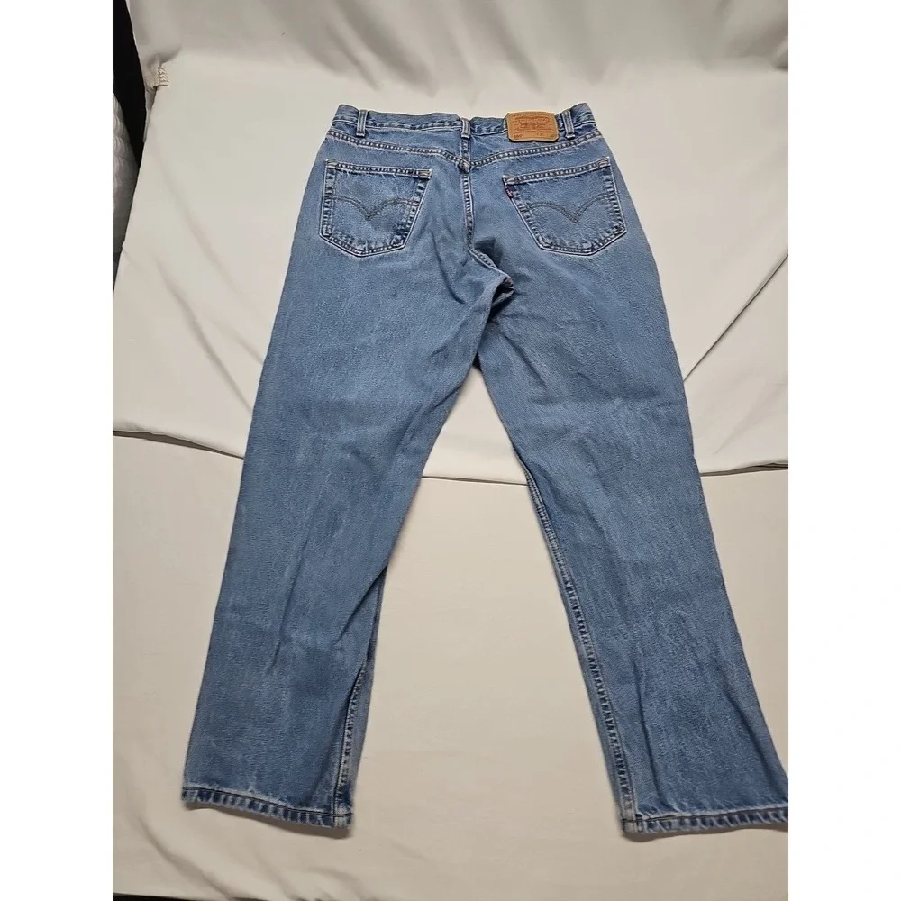 Levi's 550 Mens Blue Relaxed Tapered Vintage Denim Jeans Fading Stained Sz 36x30